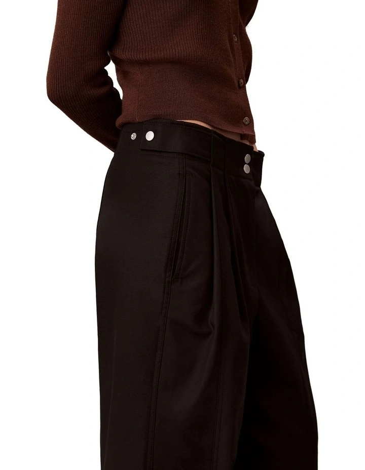 Stretch Chino Adjustable Wide Leg Pant in Black image 3