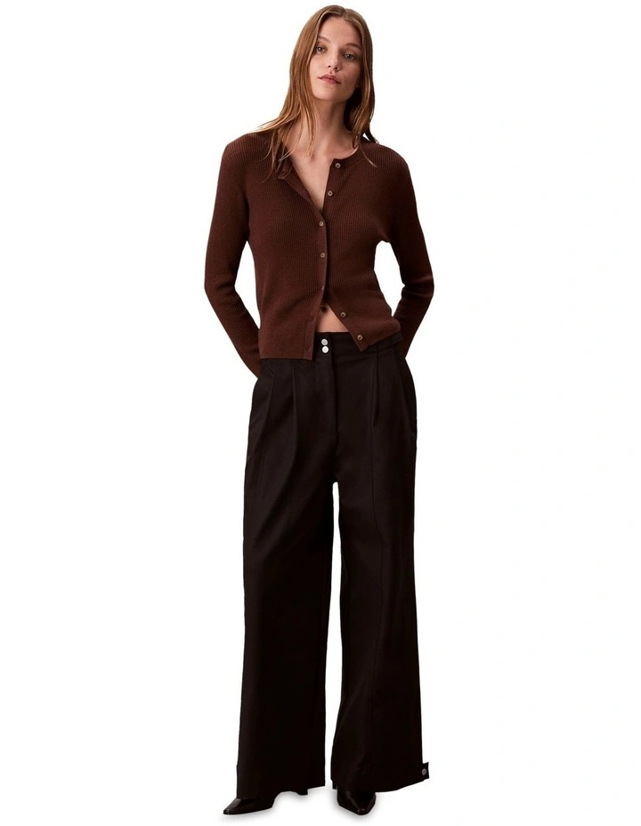 Stretch Chino Adjustable Wide Leg Pant in Black image 4