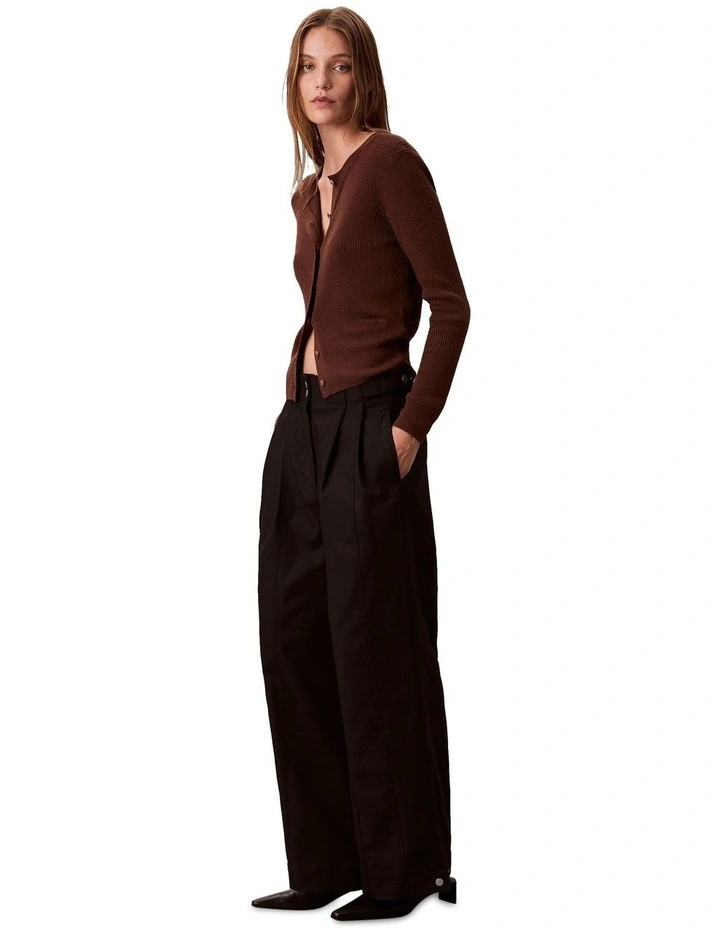Stretch Chino Adjustable Wide Leg Pant in Black image 4