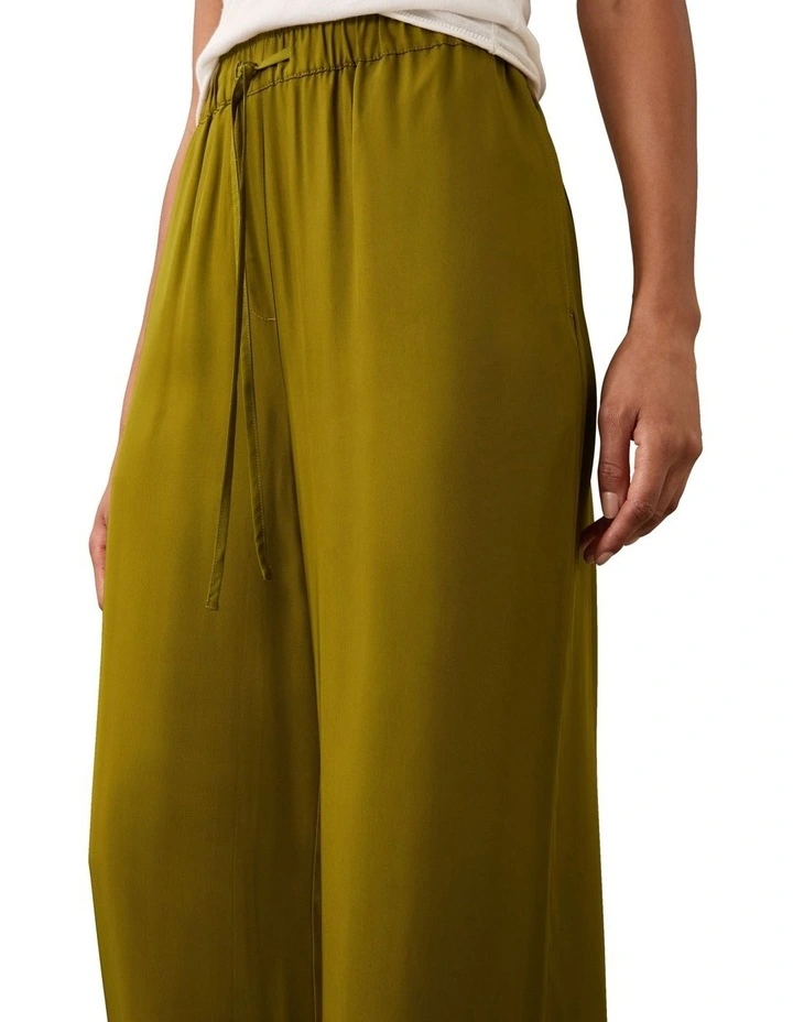 Viscose Twill Pull On Wide Leg Pant in Green image 3