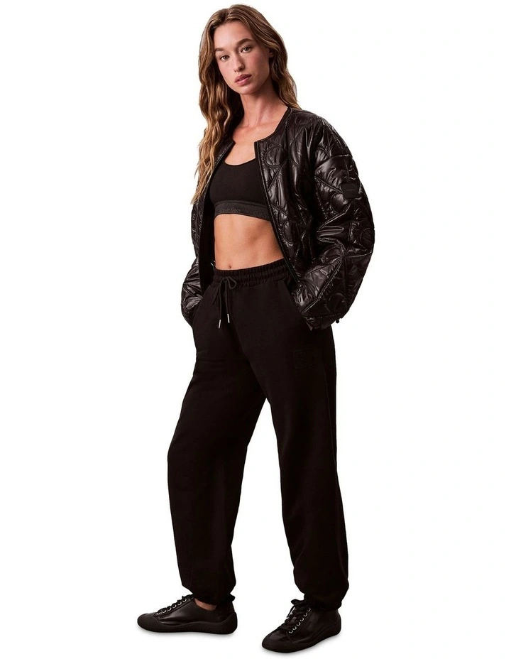 Premium Terry Emblem Relaxed Jogger in Black image 3