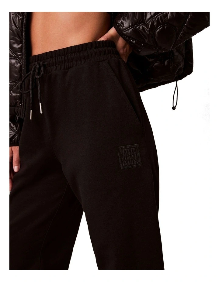 Premium Terry Emblem Relaxed Jogger in Black image 4