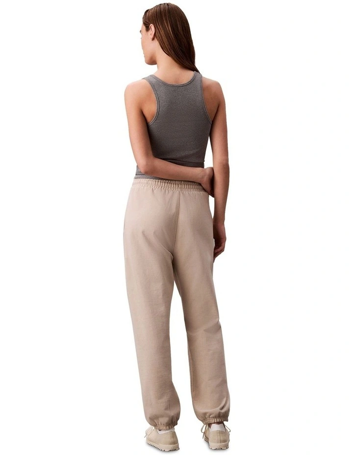 Premium Terry Emblem Relaxed Jogger in Beige image 2