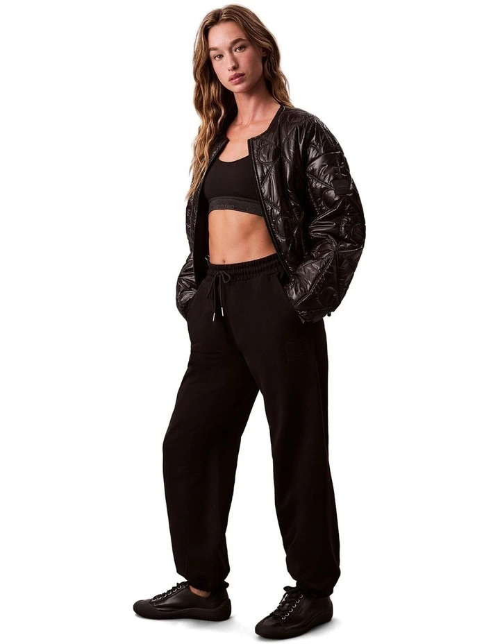 Premium Terry Emblem Relaxed Jogger in Beige image 3