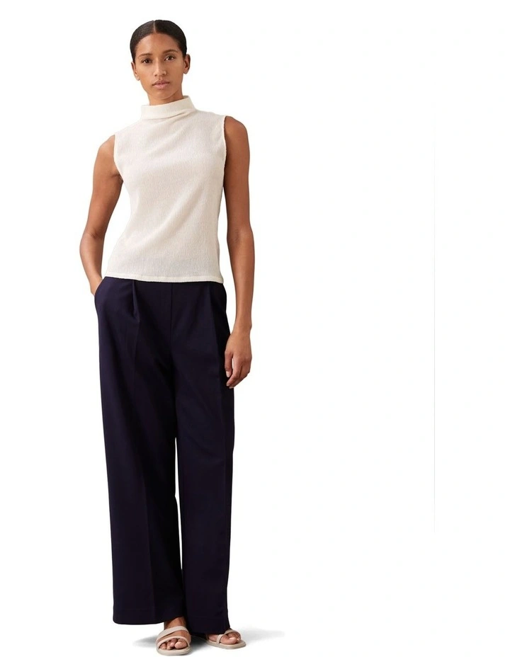 Ponte Wide Leg Pant in Blue image 1