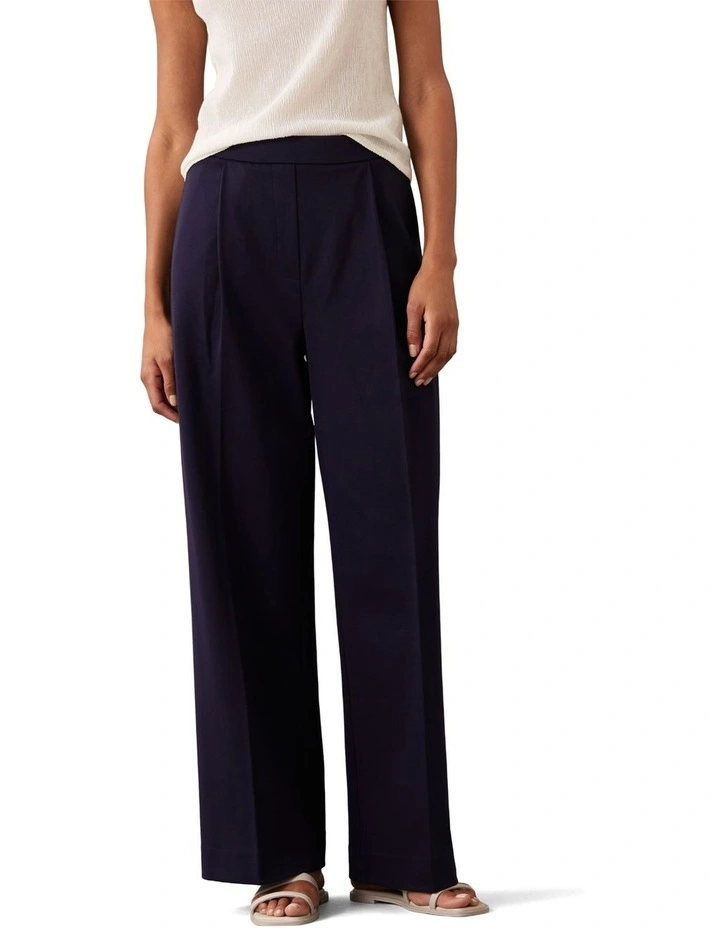 Ponte Wide Leg Pant in Blue image 4
