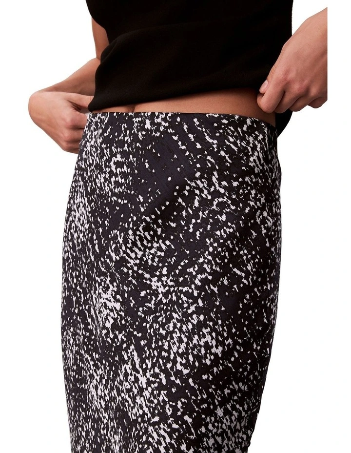 Textured Satin Print Midi Skirt in Multi image 4