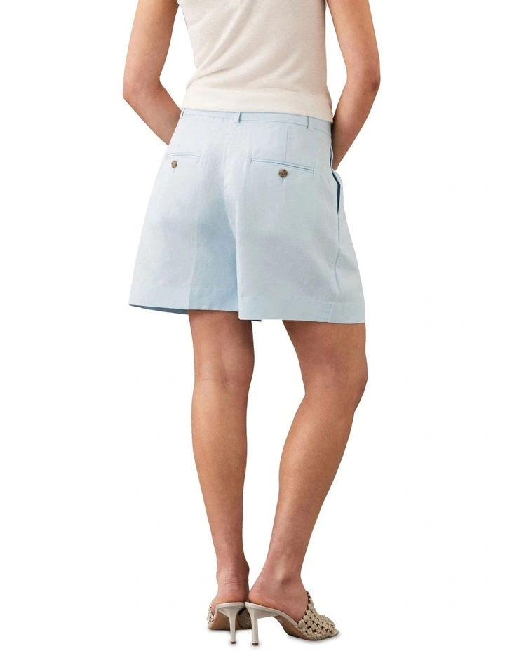 Structured Linen Tailored Short in Blue image 2