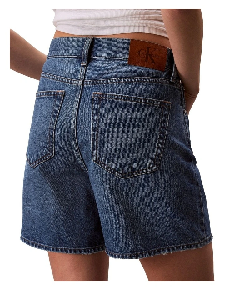Hi Rise A-Line Denim Shorts in Blue Caroline image 5