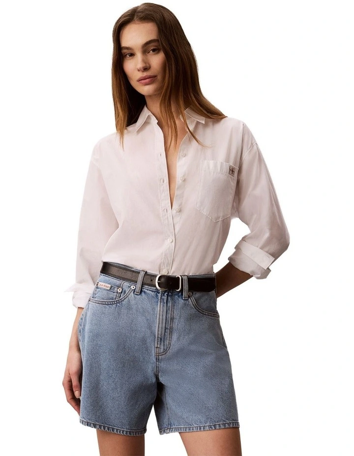 Hi Rise A-Line Denim Shorts in Coastal Light image 1