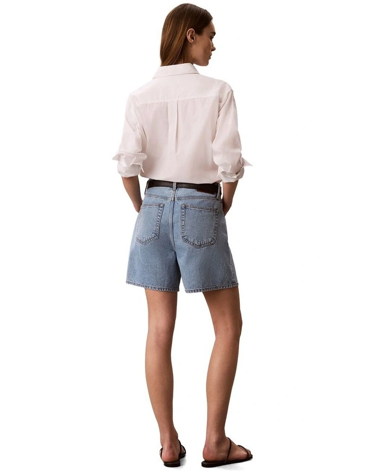 Hi Rise A-Line Denim Shorts in Coastal Light image 2
