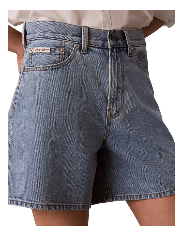 Hi Rise A-Line Denim Shorts in Coastal Light image 3