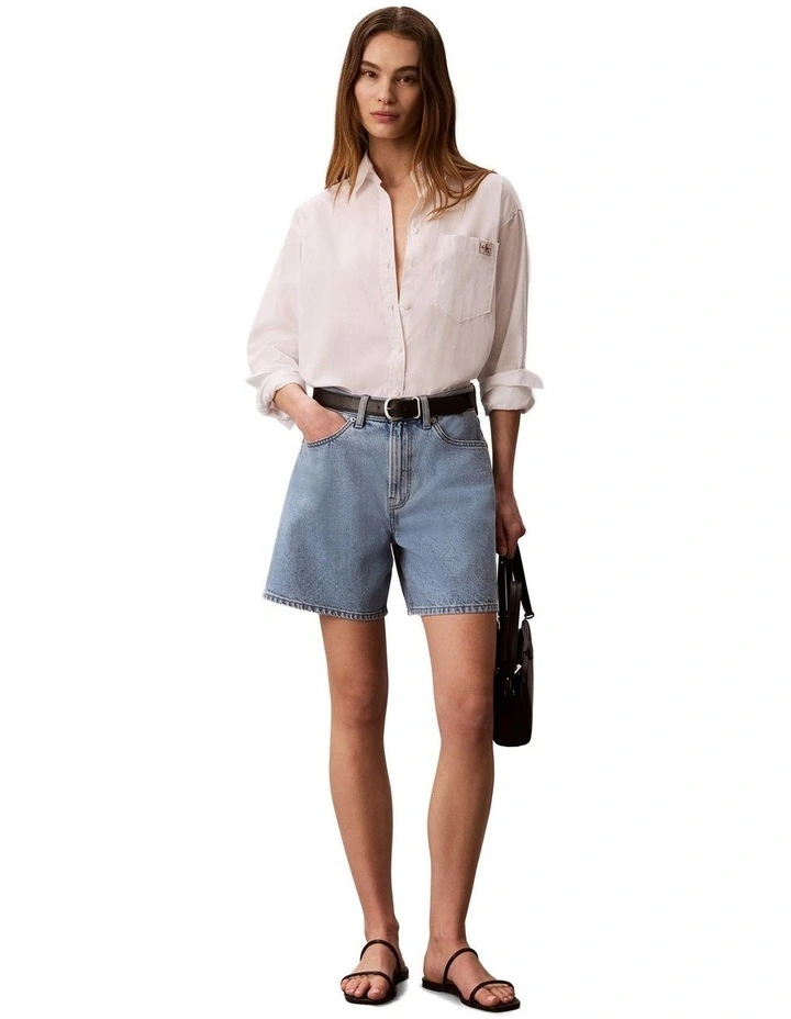 Hi Rise A-Line Denim Shorts in Coastal Light image 5