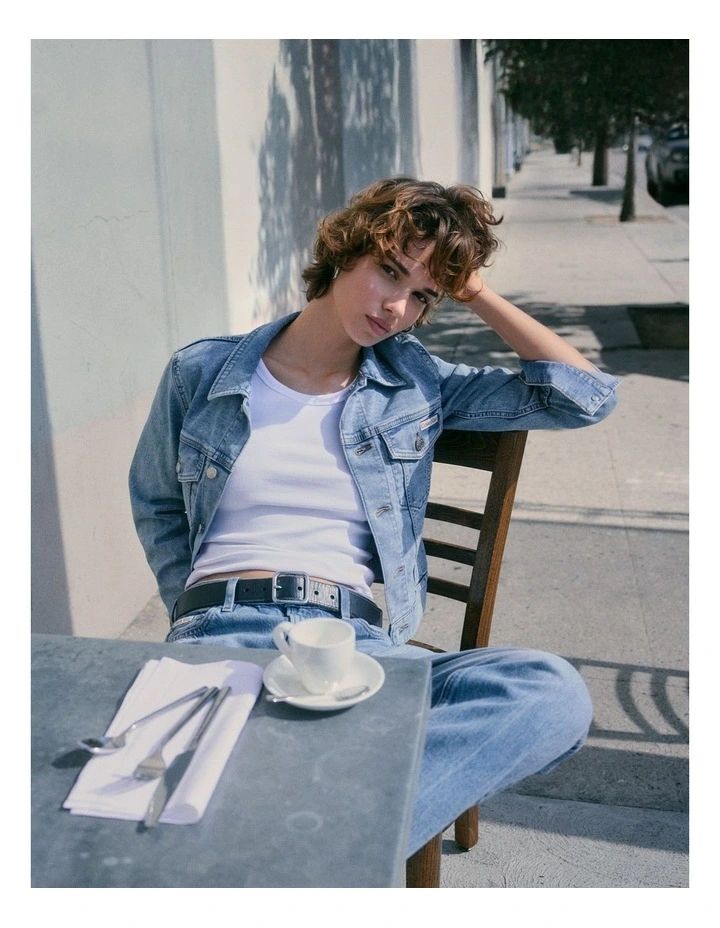 Classic Denim Trucker Jacket in Coastal Light image 6