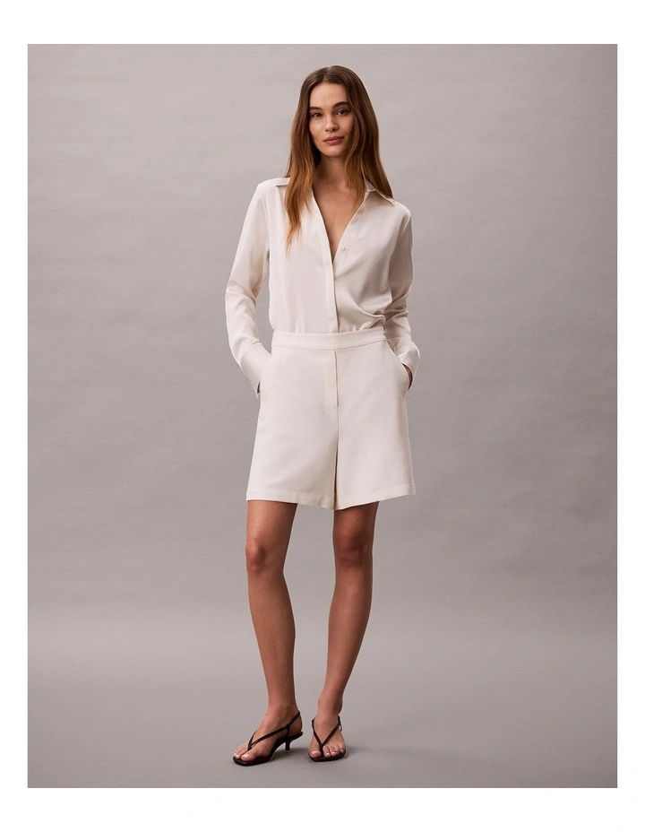 Calvin Klein Textured Shine Shorts in Tofu image 1