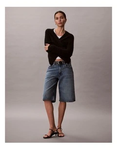 Long Tencel Denim Shorts in Jackson Blue