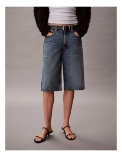 Long Tencel Denim Shorts in Jackson Blue