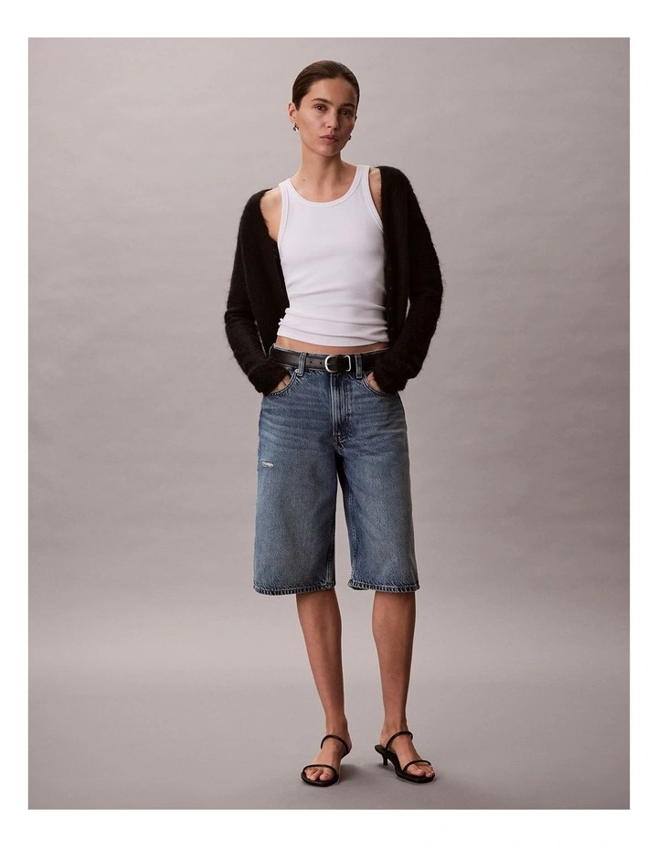 Long Tencel Denim Shorts in Jackson Blue image 4