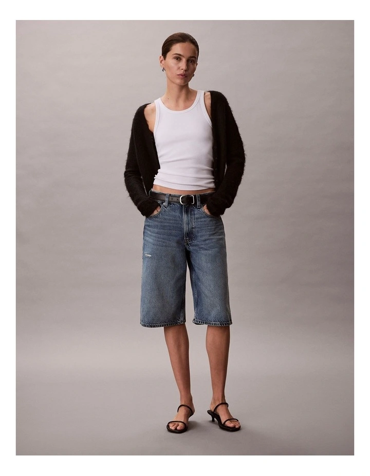 Long Tencel Denim Shorts in Jackson Blue image 4