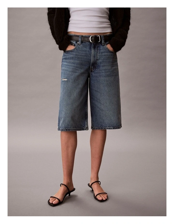 Long Tencel Denim Shorts in Jackson Blue image 5