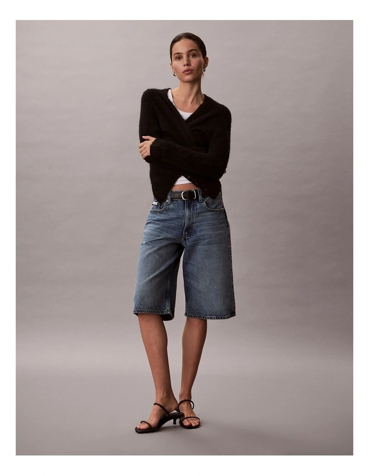 Long Tencel Denim Shorts in Jackson Blue image 6