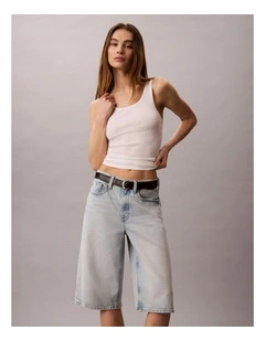 Long Tencel Denim Shorts in Ryder