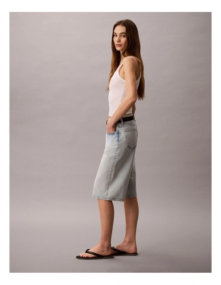 Long Tencel Denim Shorts in Ryder image 3