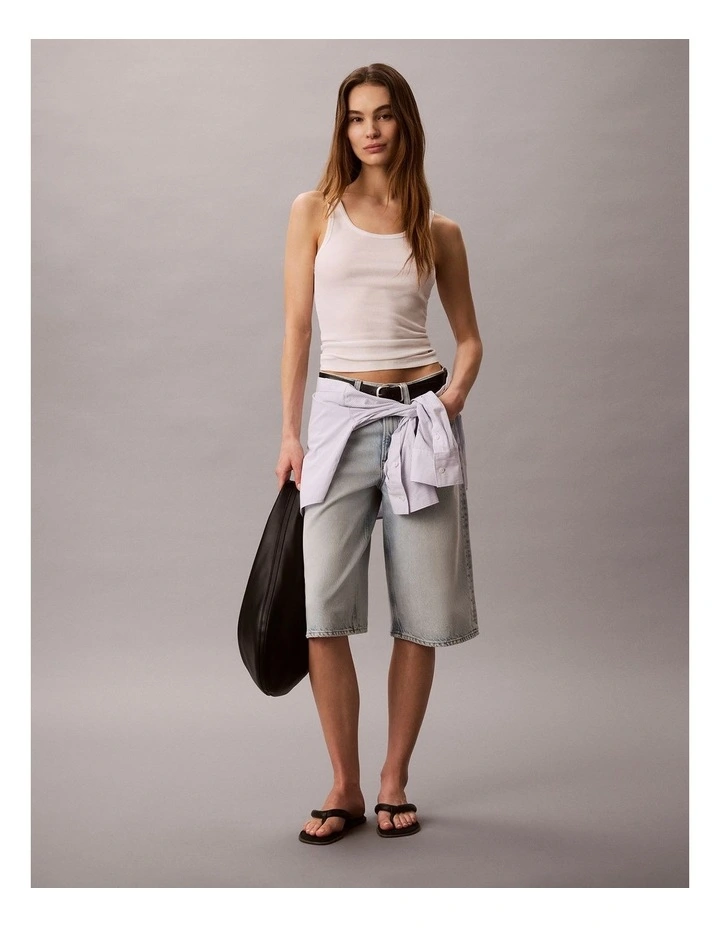Long Tencel Denim Shorts in Ryder image 6