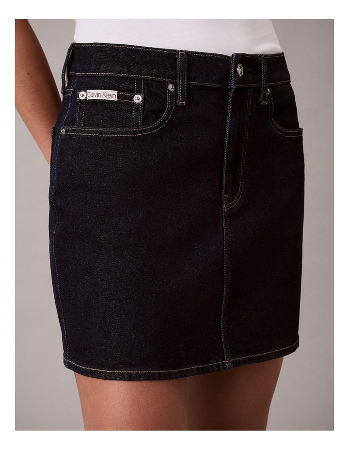 Denim Mini Skirt in CK Classic Rinse image 3