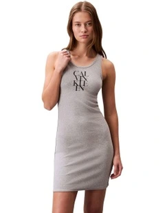 Sleeveless Cotton Rib Tank Dress in Grey