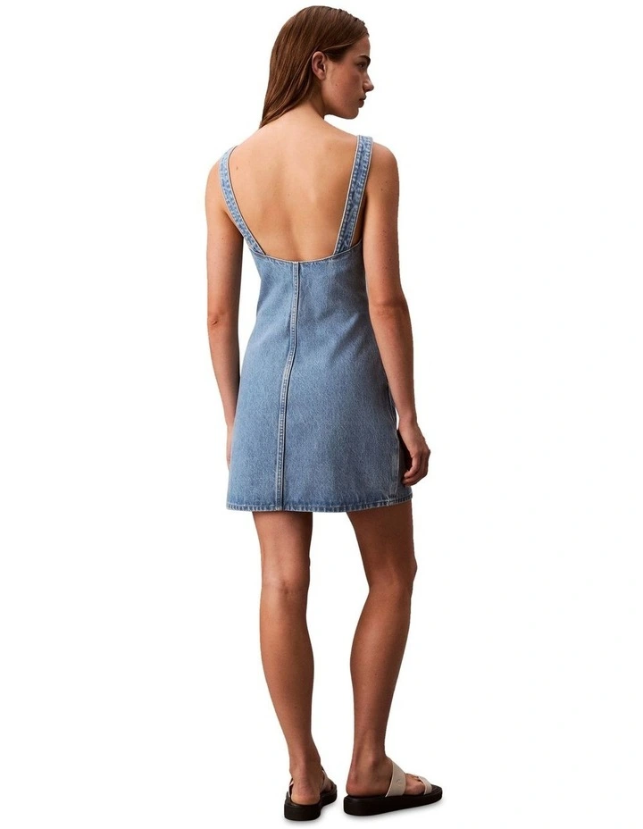 Scoop Neck Denim Mini Dress in Evening Blue image 2