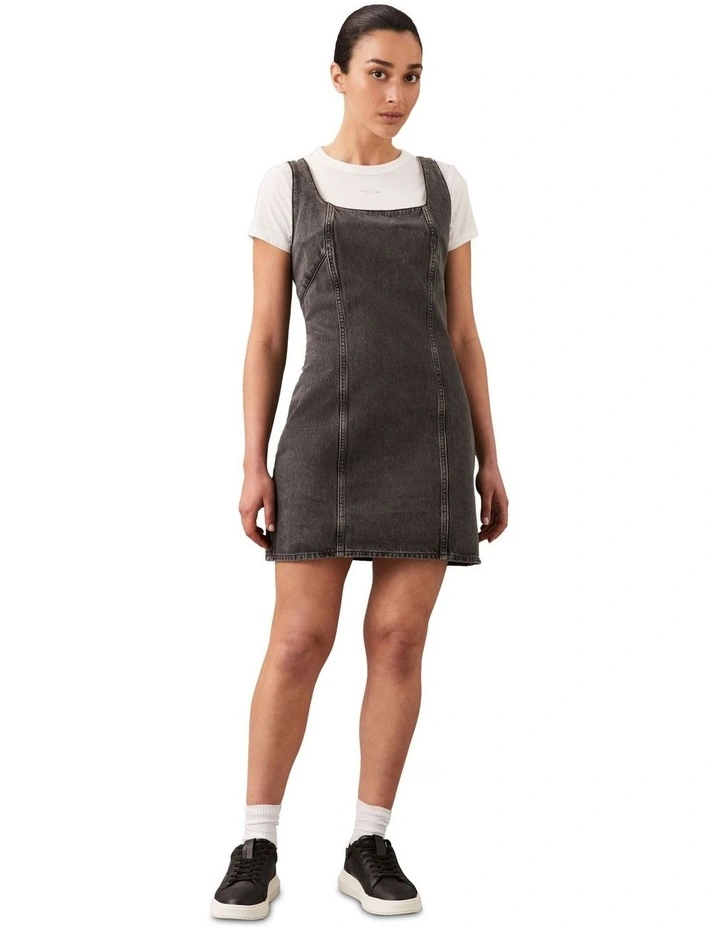 Scoop Neck Denim Mini Dress in Gray Stone image 1