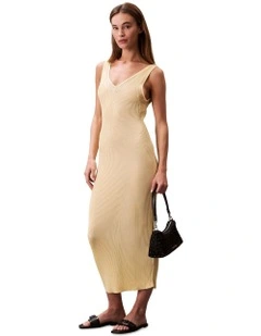 Knit Rib Sleeveless Dress in Yellow