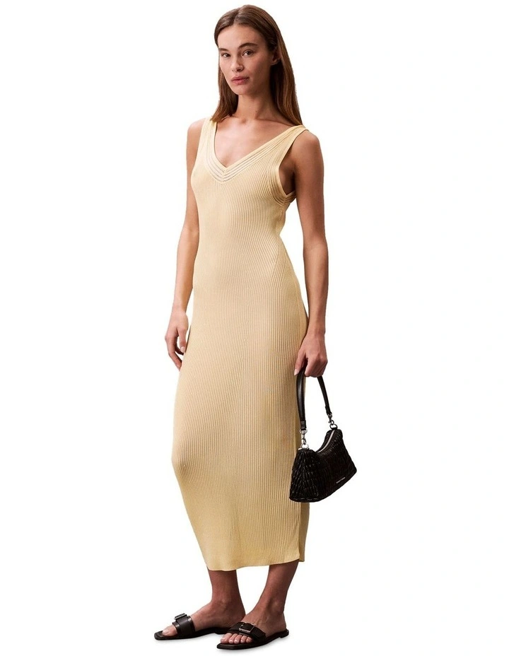 Knit Rib Sleeveless Dress in Yellow image 1
