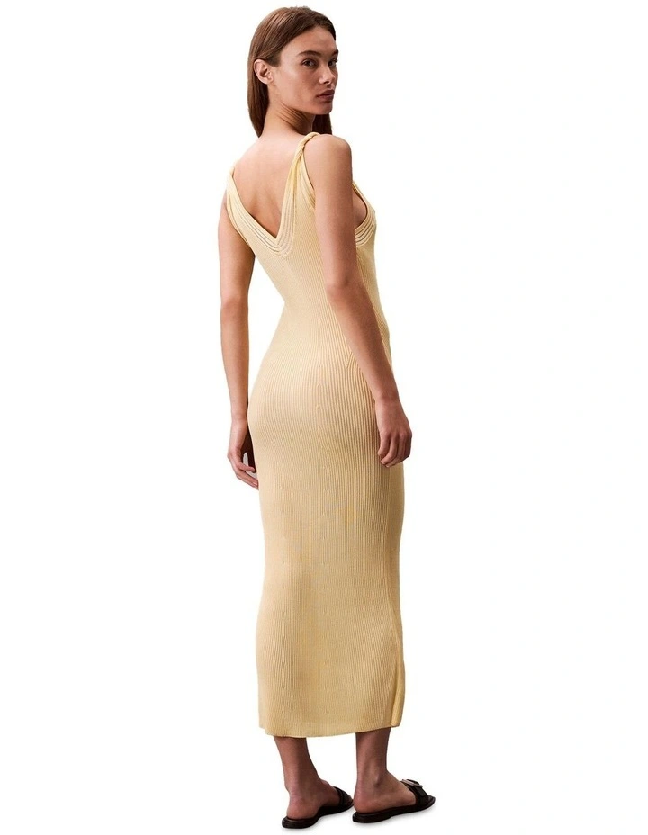 Knit Rib Sleeveless Dress in Yellow image 2