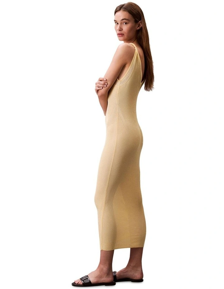 Knit Rib Sleeveless Dress in Yellow image 3