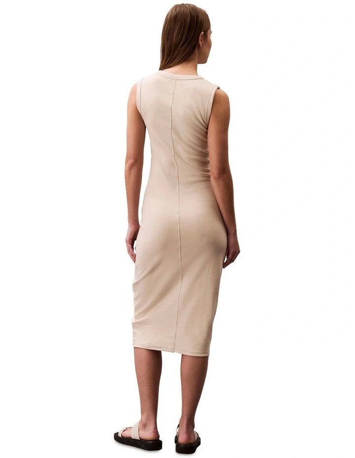 Cotton Contour Rib Monogram Logo Midi Dress in Yellow image 2