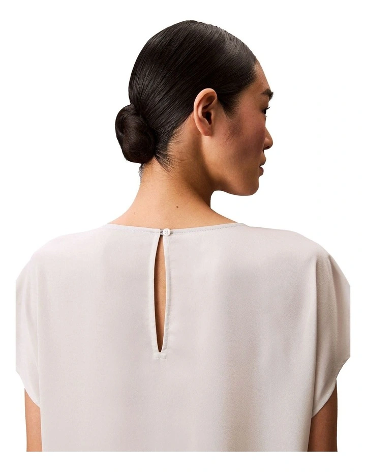 Printed Satin Relaxed Dress in White image 6