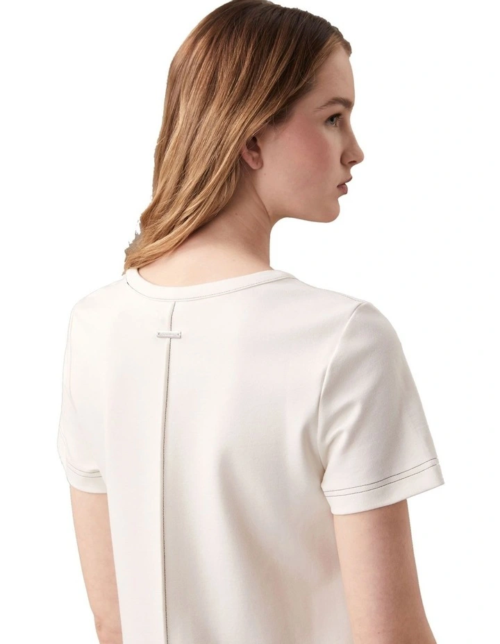 Punto Milano Tshirt Sportwear Dress in Cream image 3