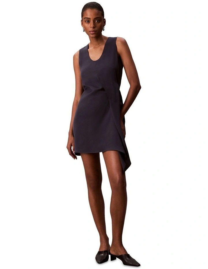 Crepe Dress With Drape in Blue image 1