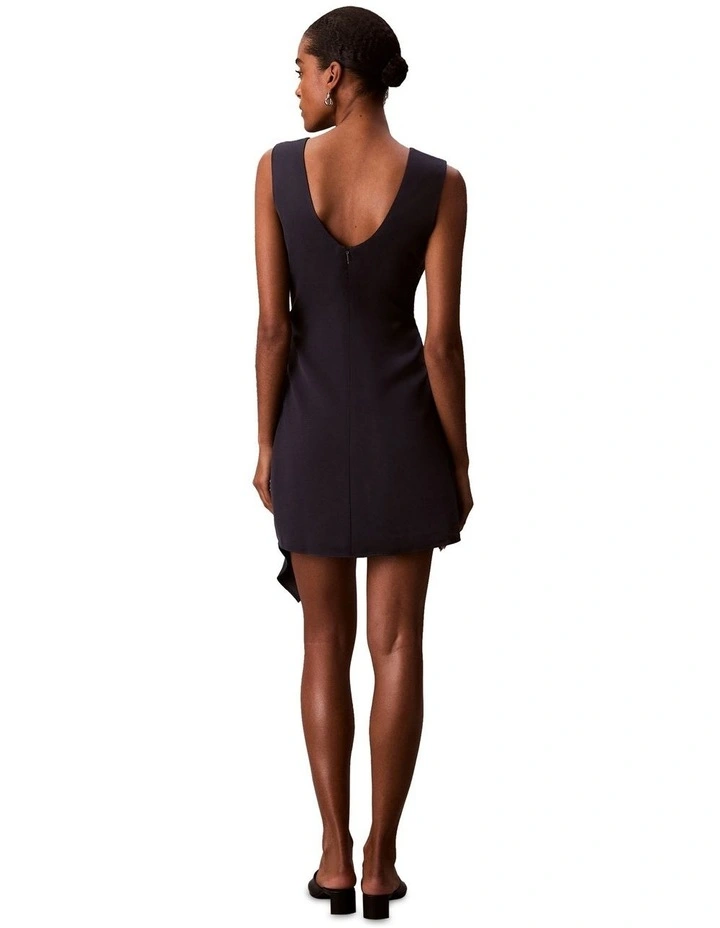 Crepe Dress With Drape in Blue image 2