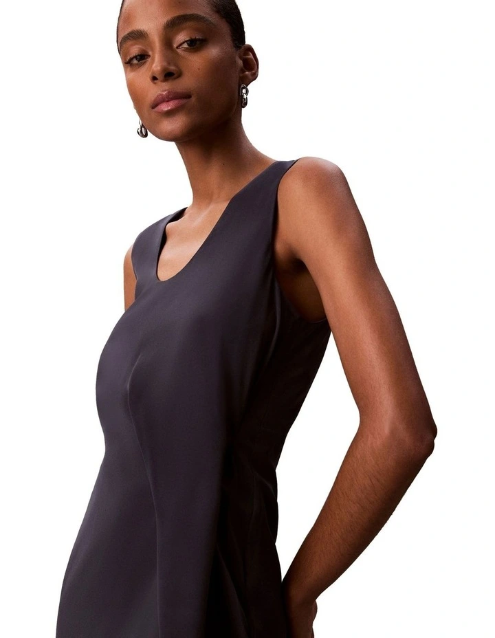 Crepe Dress With Drape in Blue image 3