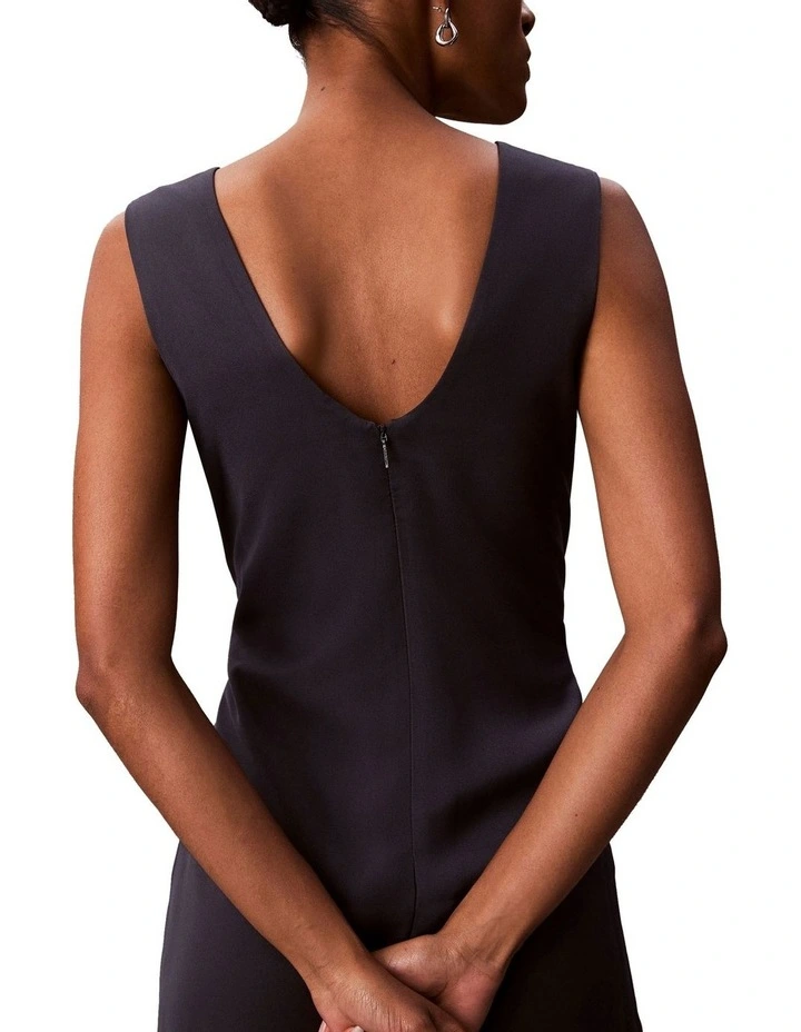 Crepe Dress With Drape in Blue image 5