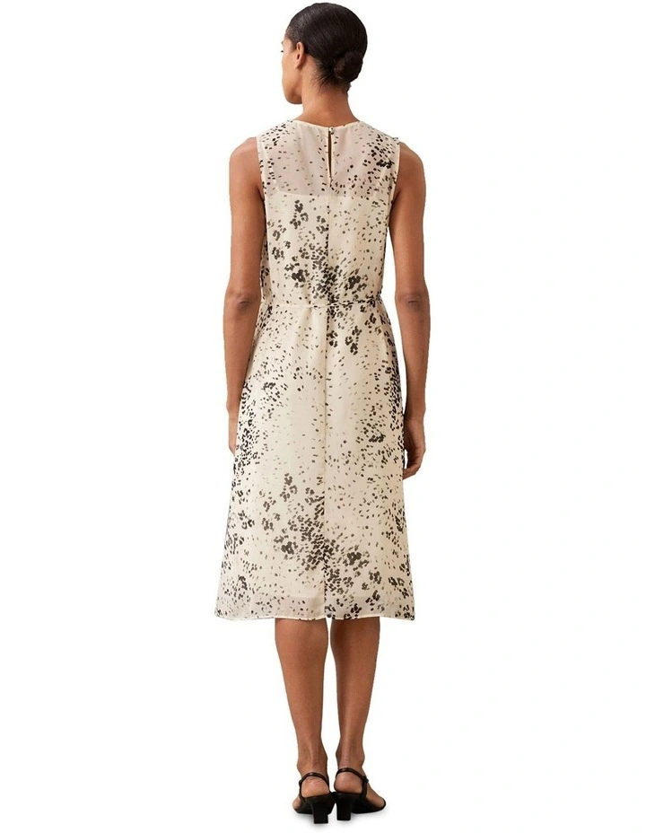 Printed Chiffon Midi Dress in Cream image 2