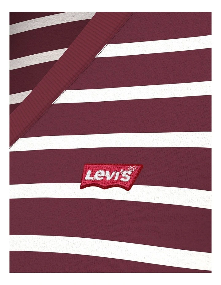 PL Perfect V neck Tee in Emily Stripe Warm Cabernet image 3