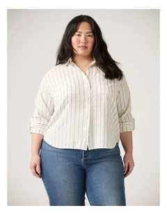 Aspen Utility Long-Sleeve Shirt (Plus Size)in Blues stripe