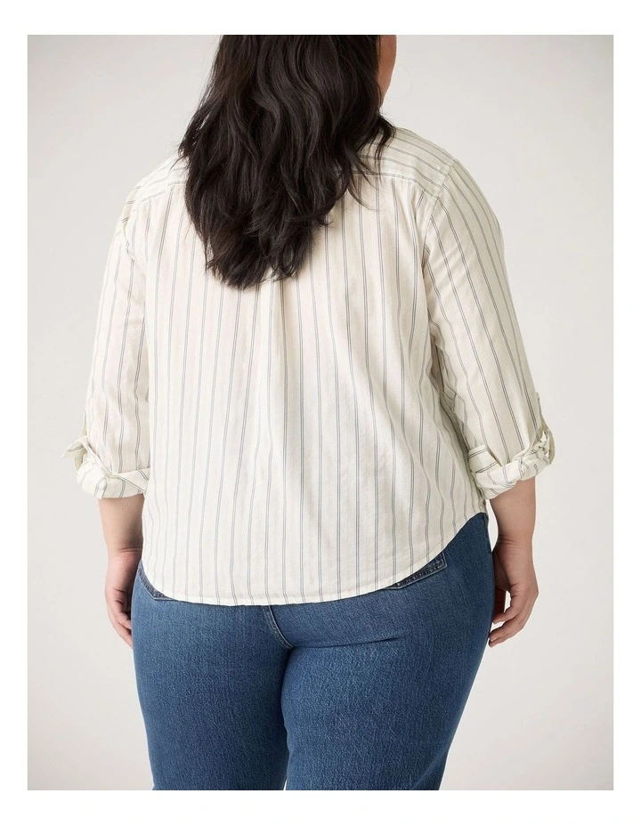 Aspen Utility Long-Sleeve Shirt (Plus Size)in Blues stripe image 2
