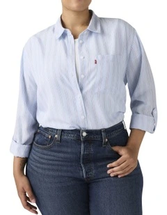 Darlene Shirt (Curve) in Chambray Blue