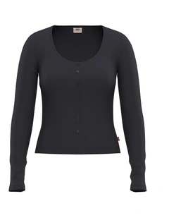 PL Austen Button Through Long Sleeve Top in Anthracite Night