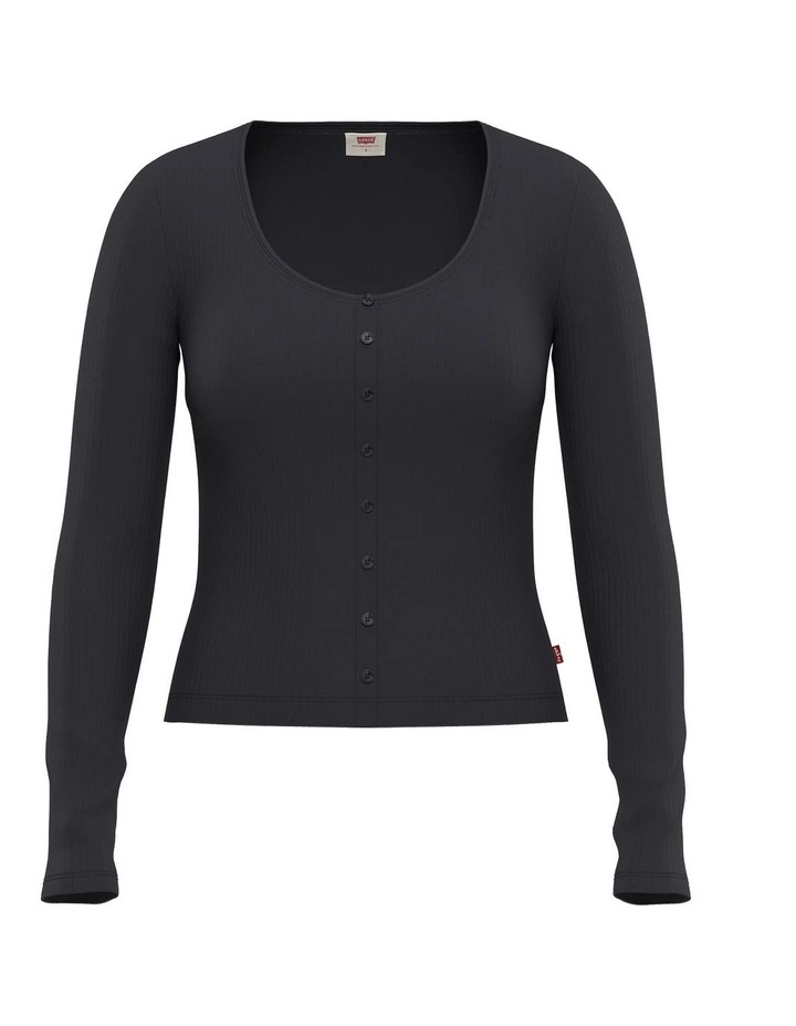 PL Austen Button Through Long Sleeve Top in Anthracite Night image 1